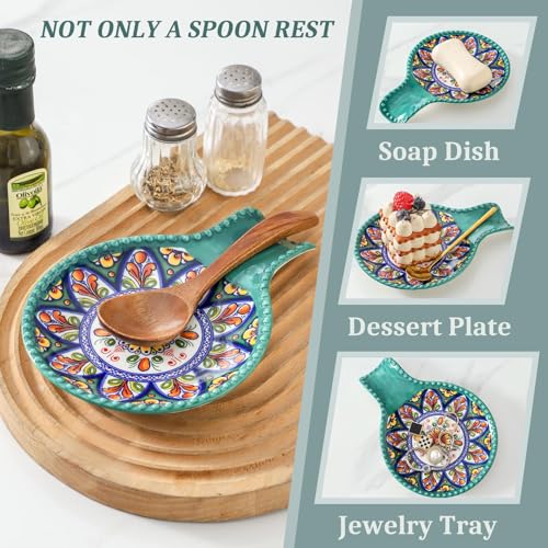 50% Off Large Ceramic Spoon Rest - Bohemian Green Design - Image 6
