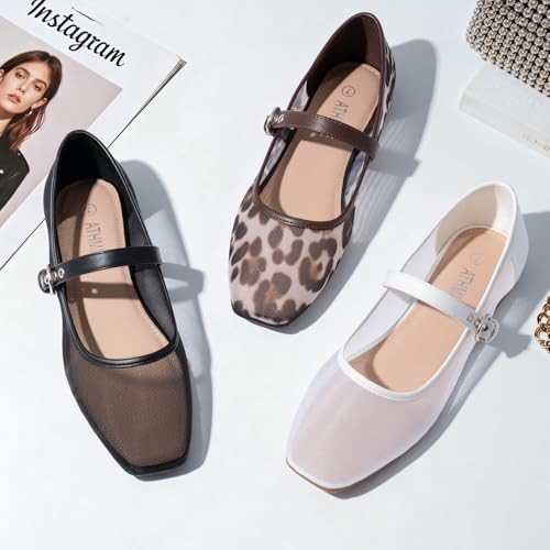 45% Off ATHMILE Women's Leopard Mesh Ballet Flats - Image 3