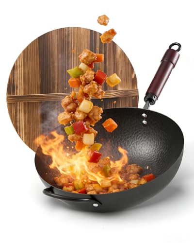 Save 32% on 13" Carbon Steel Wok with Wooden Lid - Image 1