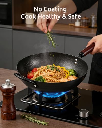 Save 32% on 13" Carbon Steel Wok with Wooden Lid - Image 2