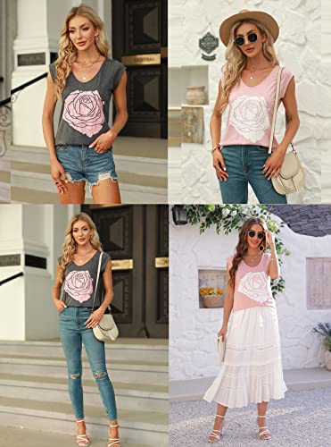 40% Off Fazortev Women's Rose Graphic V-Neck Tank Top - Image 3