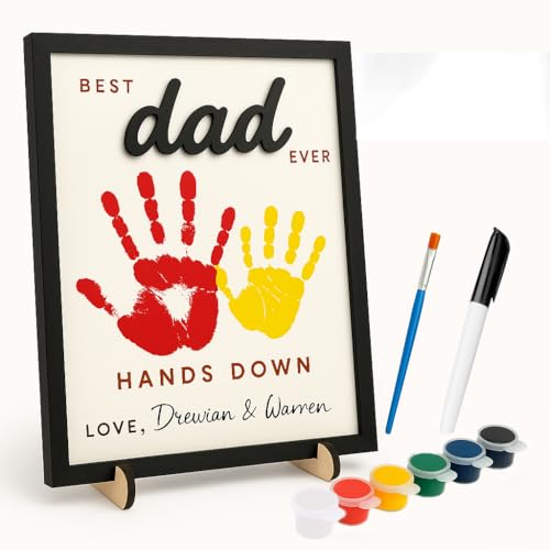 50% Off Personalized Dad Wooden Sign Gift - DIY Handprint Kit - Image 1