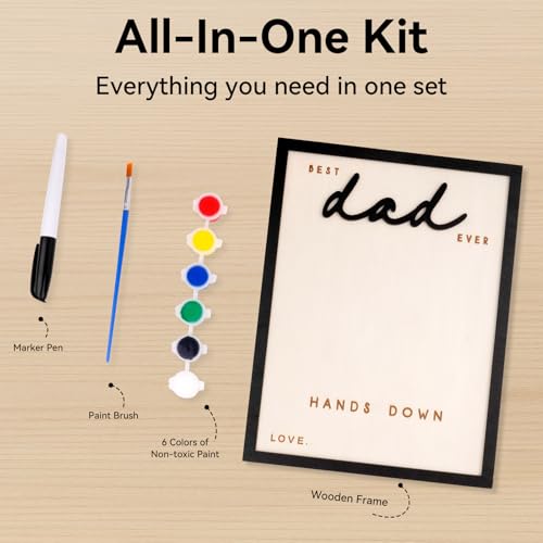 50% Off Personalized Dad Wooden Sign Gift - DIY Handprint Kit - Image 3