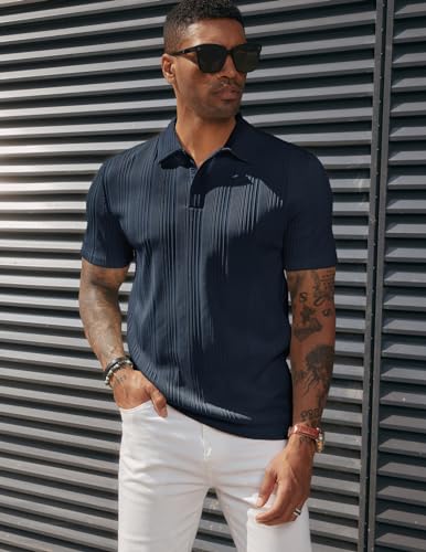 60% Off PJ PAUL JONES Men's Textured Knit Polo Shirts - Image 2