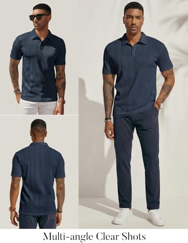 60% Off PJ PAUL JONES Men's Textured Knit Polo Shirts - Image 5