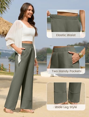 57% Off DLOODA Women's Wide Leg Linen Beach Pants - Image 4