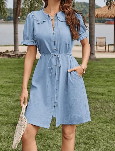 50% Off Theenkoln Women's Peter Pan Collar Mini Dress - Image 6