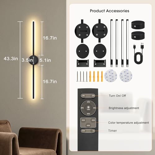50% Off AHAWILL Wireless Dimmable Wall Sconces with Remote - Image 3