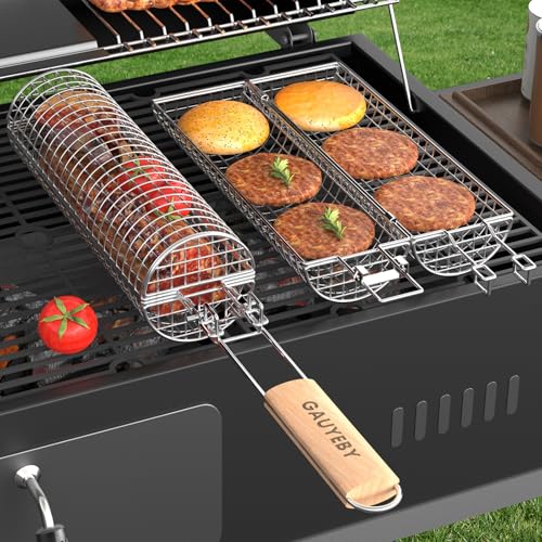 50% Off GAUYEBY Rolling Grill Basket with Removable Handle - Image 1