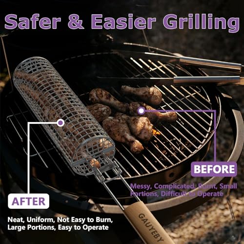 50% Off GAUYEBY Rolling Grill Basket with Removable Handle - Image 4