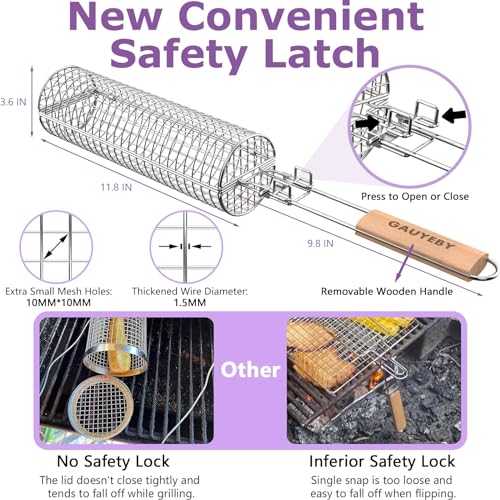 50% Off GAUYEBY Rolling Grill Basket with Removable Handle - Image 5