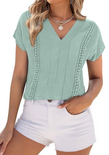 Save 40% on PRETTYGARDEN Boho Lace Trim Blouse for Women - Image 1