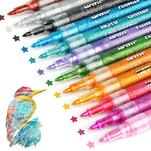 50% Off HOTU Glitter Markers - 12 Sparkly Colors for Crafts - Image 1