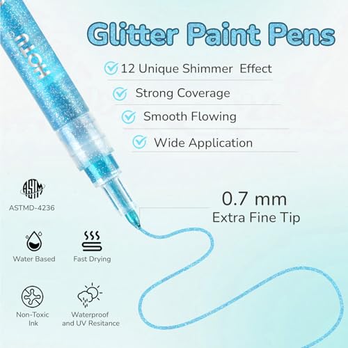 50% Off HOTU Glitter Markers - 12 Sparkly Colors for Crafts - Image 4