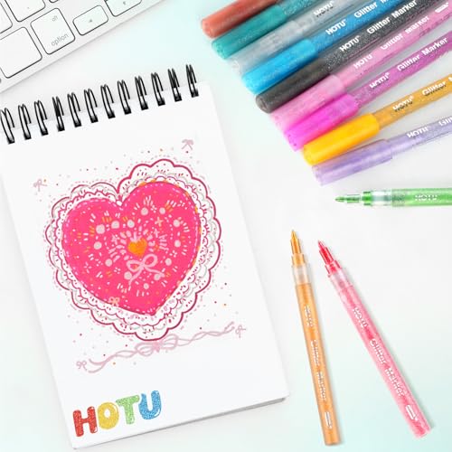 50% Off HOTU Glitter Markers - 12 Sparkly Colors for Crafts - Image 6
