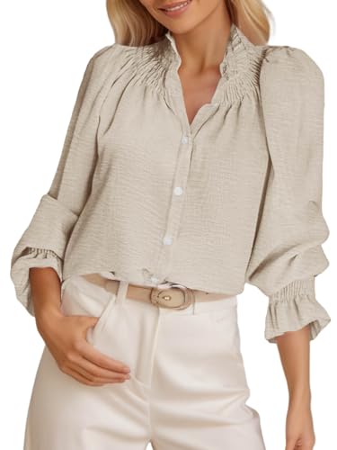 50% Off Tankaneo Women's Puff Sleeve Ruffle Blouse