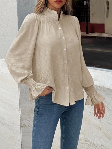 50% Off Tankaneo Women's Puff Sleeve Ruffle Blouse - Image 5