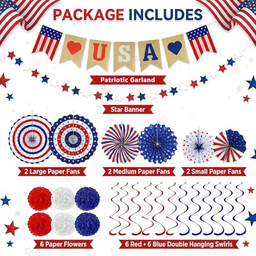 50% Off 26-PCS Patriotic 4th of July Decorations Set - Image 3