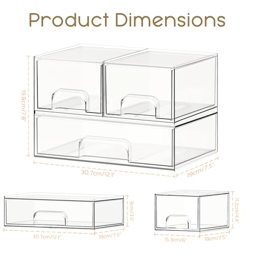 Save 28% on Criusia 3-Pack Clear Acrylic Storage Drawers - Image 2