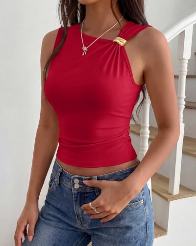 40% Off BTFBM Asymmetrical Sleeveless Tank Top for Women - Image 3