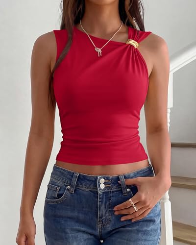 40% Off BTFBM Asymmetrical Sleeveless Tank Top for Women - Image 5