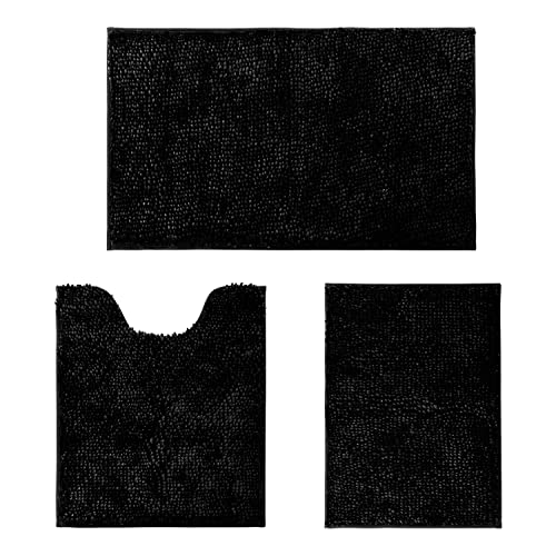 40% Off HOMEIDEAS Black Butter Chenille Bathroom Rug Set