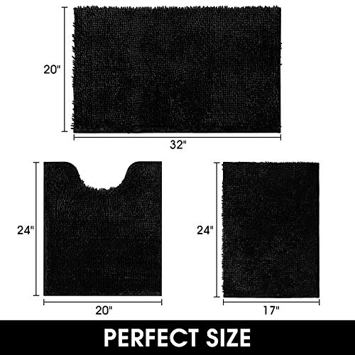 40% Off HOMEIDEAS Black Butter Chenille Bathroom Rug Set - Image 3