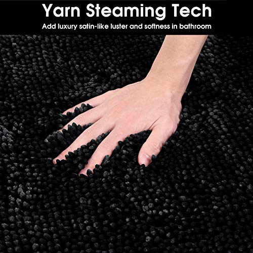 40% Off HOMEIDEAS Black Butter Chenille Bathroom Rug Set - Image 4