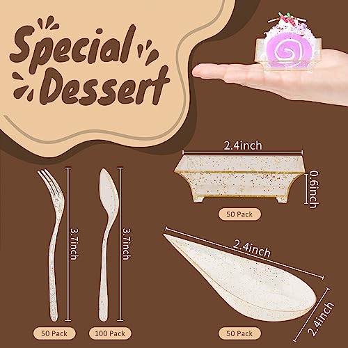 50% Off Gold Appetizer Plate Set with Spoons & Forks - Image 2