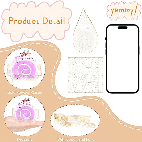 50% Off Gold Appetizer Plate Set with Spoons & Forks - Image 3