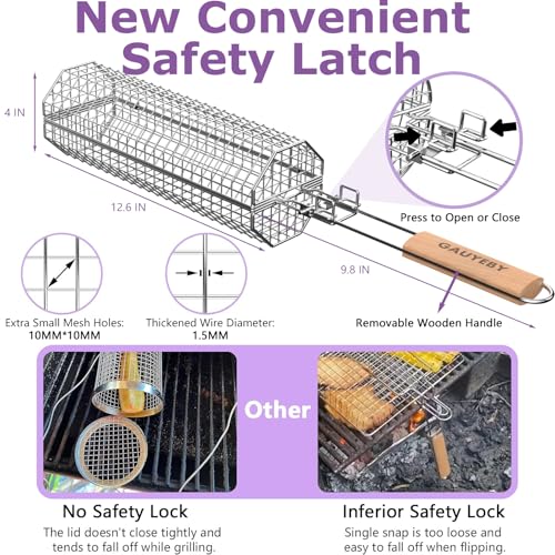 Save 55% on GAUYEBY Rolling Grill Basket with Removable Handle - Image 5