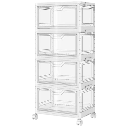 Save 50% on SNSLXH 4-Tier Clear Storage Bins with Wheels - Image 1