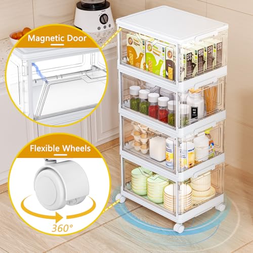 Save 50% on SNSLXH 4-Tier Clear Storage Bins with Wheels - Image 3