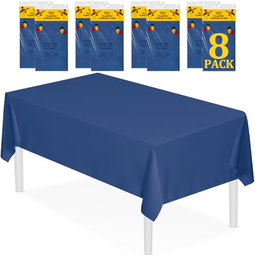 50% Off XSEINO 8-Pack Navy Blue Plastic Tablecloths - Image 1