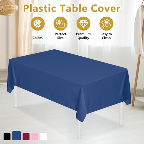50% Off XSEINO 8-Pack Navy Blue Plastic Tablecloths - Image 2