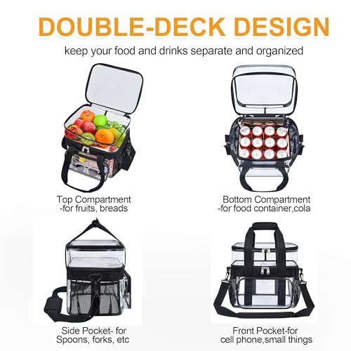 50% Off Busiuw Double-Deck Clear Lunch Bag with Adjustable Strap - Image 4