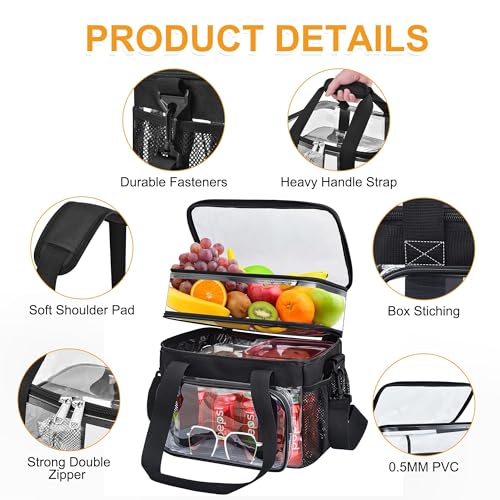 50% Off Busiuw Double-Deck Clear Lunch Bag with Adjustable Strap - Image 6