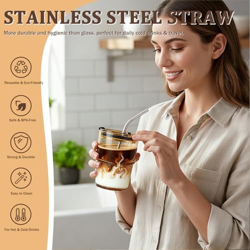 30% Off Lyghei 4-Pack Glass Tumblers with Lids & Straws - Image 4