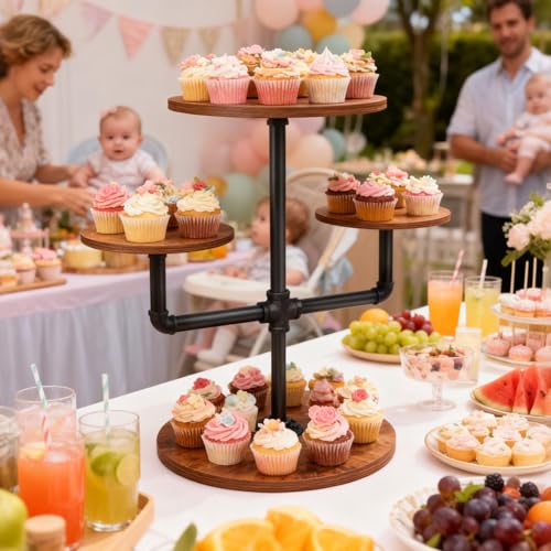 50% Off Rustic 3-Tier Wooden Cupcake Stand - Image 2