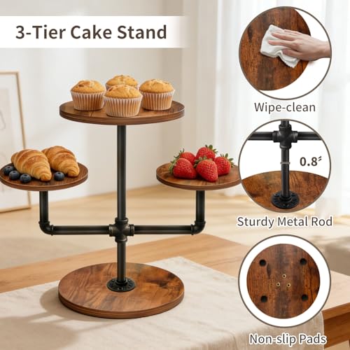 50% Off Rustic 3-Tier Wooden Cupcake Stand - Image 4