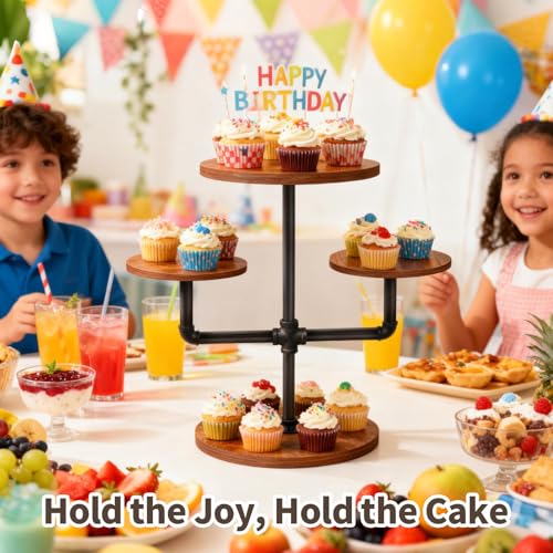 50% Off Rustic 3-Tier Wooden Cupcake Stand - Image 5