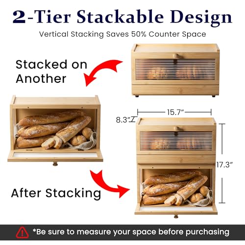 Save 40% on a Stackable Wooden 2-Tier Bread Box - Image 2