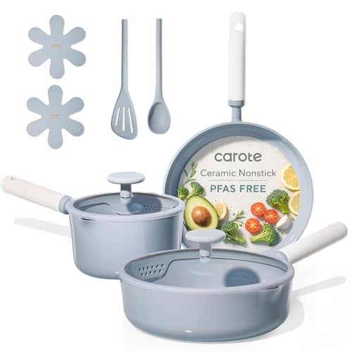 75% Off CAROTE 9-Piece Ceramic Nonstick Cookware Set - Image 1