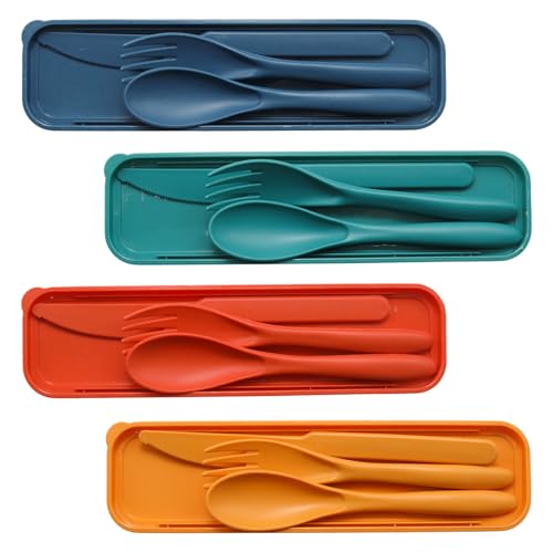 Save 9% on 4-Set Wheat Straw Travel Utensils with Case - Image 1
