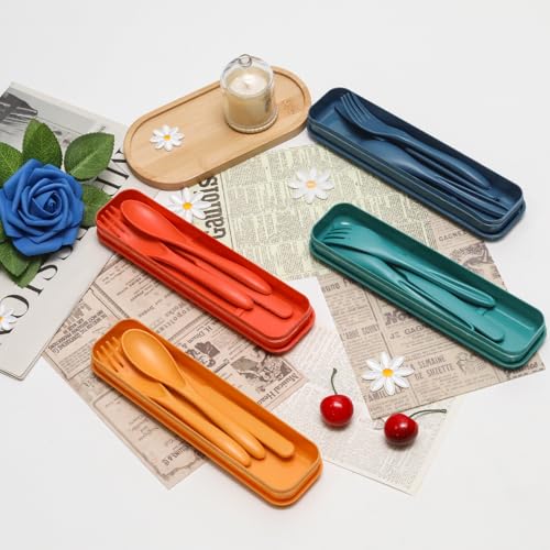 Save 9% on 4-Set Wheat Straw Travel Utensils with Case - Image 4