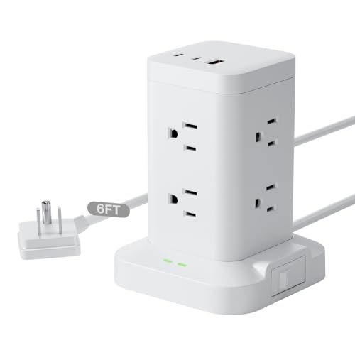 Power Strip Tower with 8 Outlets & Fast USB-C Charging - Image 1