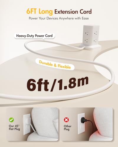 Power Strip Tower with 8 Outlets & Fast USB-C Charging - Image 2