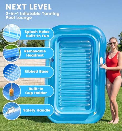 Save 35% on Inflatable Tanning Pool Lounger with Sprinkler - Image 4