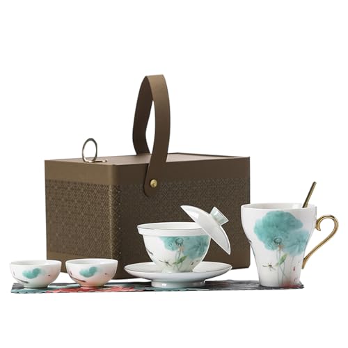 50% Off Ceramic Lotus Tea Set - 7-Piece Porcelain Collection
