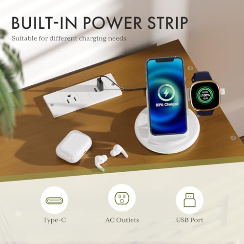 50% Off Amazer Bamboo Nightstand with Charging Station - Image 3